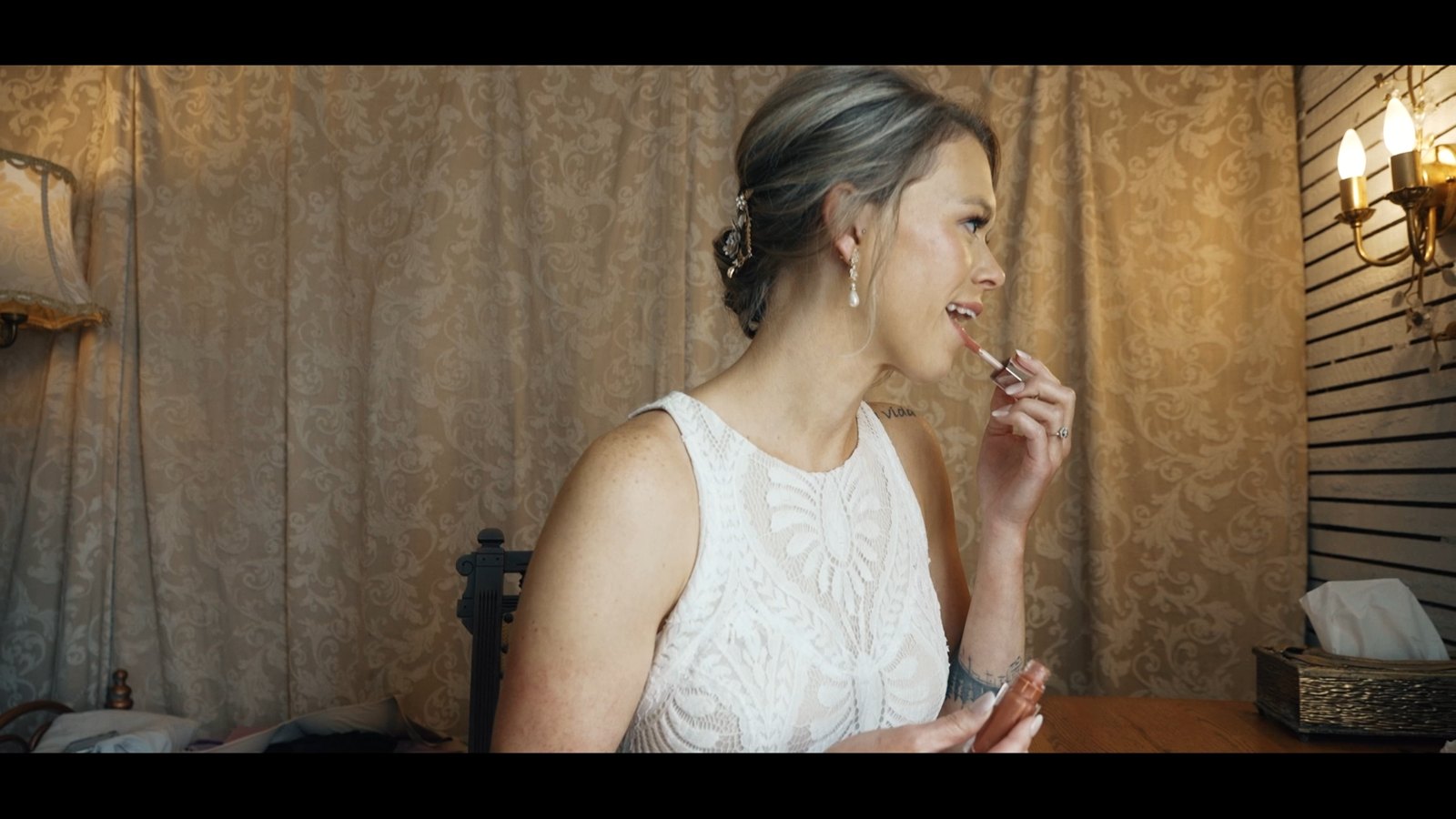 A bride preparing for her wedding day